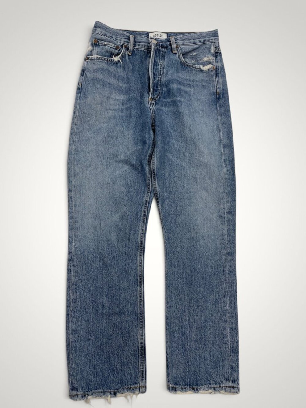 AGOLDE Blue Distressed High Rise Riley Crop Jeans Women’s 26 Fits 28x26